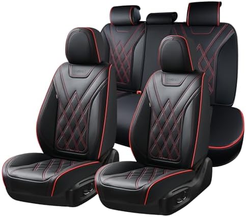 Coverado Car Seat Covers Full Set, Seat Covers for Cars, Waterproof Leather Automotive Seat Cover, Universal Car Interior Protectors Cushion for Most Cars by COVERADOAUTO
