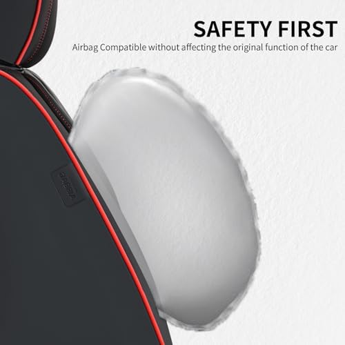 FLORICH Leather Seat Cover, Car Seat Covers Front Set, Waterproof Car Seat Protectors, Front Seat Covers 2 Pack, Automotive Seat Covers Protector Fit for Most Cars Trucks SUV - BlackRedLine - Image 5