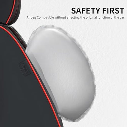 FLORICH Leather Seat Cover, Car Seat Covers Front Set, Waterproof Car Seat Protectors, Front Seat Covers 2 Pack, Automotive Seat Covers Protector Fit for Most Cars Trucks SUV - BlackRedLine - Image 5