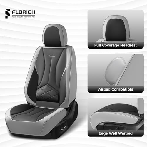 FLORICH Front Car Seat Covers, Leather Seat Covers for Cars, Waterproof Car Seat Protectors 2 Pack, Front Seat Covers for Cars, Automotive Seat Covers Protector Fit for Most Sedans SUV Pick-up Truck - Image 3