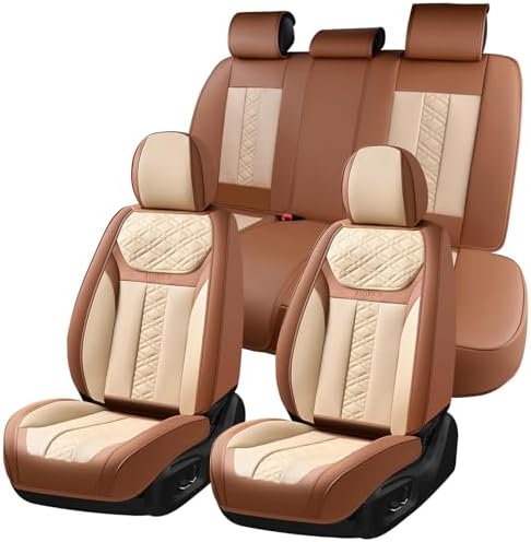 FLORICH Seat Covers, Atomutive Car Seat Covers Full Sets, Waterproof Seat Cover for Cars, Luxury Leather Universal Seat Cover Accessories Fit for Most Cars SUV Truck Sedans(Beige) by FLORICH