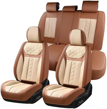 FLORICH Seat Covers, Atomutive Car Seat Covers Full Sets, Waterproof Seat Cover for Cars, Luxury Leather Universal Seat Cover Accessories Fit for Most Cars SUV Truck Sedans(Beige) by FLORICH
