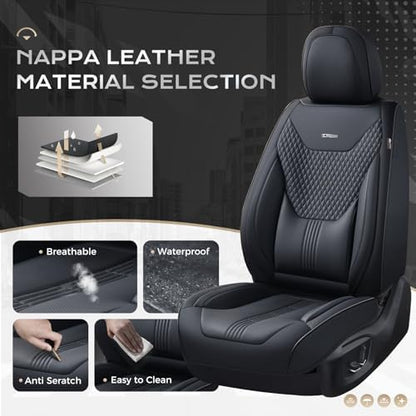 Coverado Car Seat Covers with Lumbar Support, Front Covers for Cars, Universal Automotive Seat Cover, Waterproof, Leather Car Seat Cushion, Interior Seat Protectors for Most Cars - Image 2