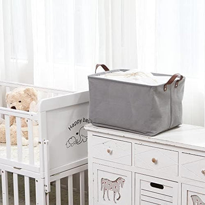 Hinwo 31L Large Canvas Storage Bin with Lid and Handles, 2-Pack - Image 2