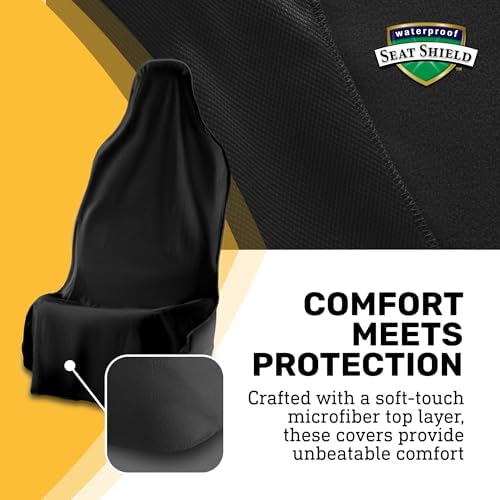 UltraSport Waterproof Towel Car Seat Cover, Universal Fit, Sweatproof & Odor-Resistant Front Seat Protector, Quick-Dry, Machine Washable for Gym, Pets, Travel, Outdoor Adventures, Black - Image 5