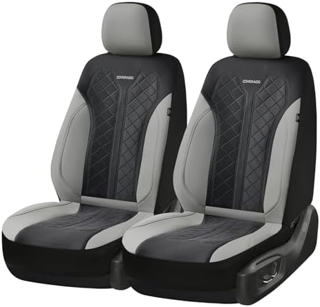 Coverado Front Seat Covers, Automotive Seat Covers 2 Seats, Leather Car Protectors 2-Pack, Auto Seat Covers Spill-Proof Design Universal Fit for SUV, Vans, Sedan, Truck - Image 6