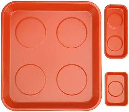 KEILEOHO 10 Packs Magnetic Tray Set, Orange Magnetic Parts Tray Set, Stainless Steel Magnetic Trays, Magnetic Tools Tray for Screws, Nuts, Bolts, Small Parts - Image 5