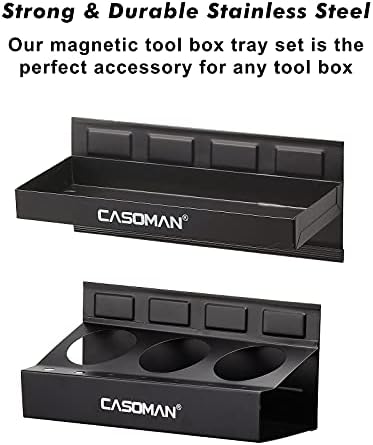 CASOMAN Magnetic Toolbox Shelf, Tray, Paper Towel Holder, 4-Piece Set, Black, Variety of Use, Durable, Magnets Any Metal Surface - Image 6