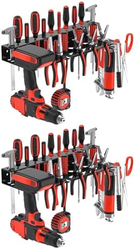 2Pcs Metal Screwdriver Organizer, Wall Mount Plier Organizer Hammer Holder, Hand Tool Storage Rack for Garage Workshop Workbench (Black, 2PCS) by VeyFolzinst