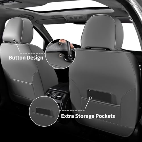 FLORICH Car Seat Covers Full Set, Leather Car Seat Protector, Waterproof Automotive Seat Cover with Anti-Slip Padded, Airbag Compatible, Universal Seat Covers Fit for Most Car - Gray&Black - Image 6