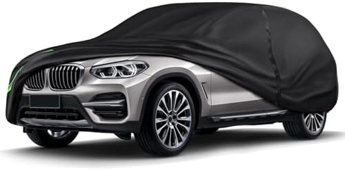 16-Layer 600D Heavy Duty Universal Full Car Cover for Outdoor & Indoor Use - All Weather Sun UV Rain Snow Dust Proof, Waterproof Scratch Resistant, Fits SUVs Body Length 180"-189"/15-15.7 ft by QUYDDC
