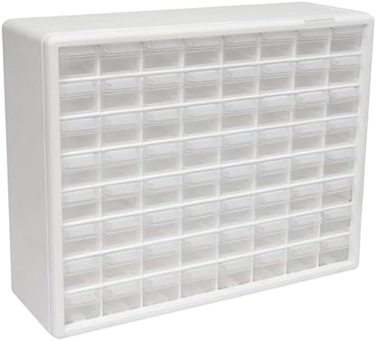 Akro-Mils 64-Drawer Plastic Storage Cabinet, 20" W x 6" D x 16" H, White by Akro-Mils