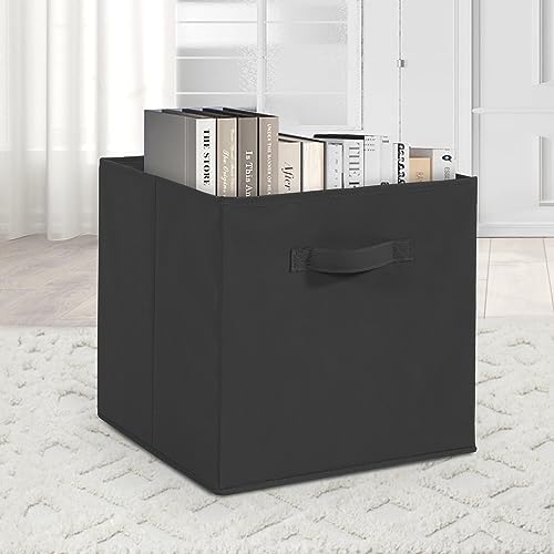 11x11 Storage Bins, Set of 10 Storage Cubes, Collapsible Cube Storage Bins, Fabric Closet Organizers with Handles for Home, Office, Closet Shelf Cabinet, Bookcase, Black - Image 4
