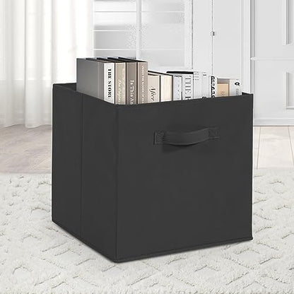 11x11 Storage Bins, Set of 10 Storage Cubes, Collapsible Cube Storage Bins, Fabric Closet Organizers with Handles for Home, Office, Closet Shelf Cabinet, Bookcase, Black - Image 4
