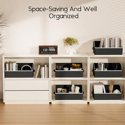 Homsorout Large Closet Organizers and Storage Bins - 10 Pack Trapezoid Storage Baskets for Shelves, Foldable Fabric Baskets with Handles Ideal for Closet, Basket, Wardrobe and Shelf Storage, Black - Image 7