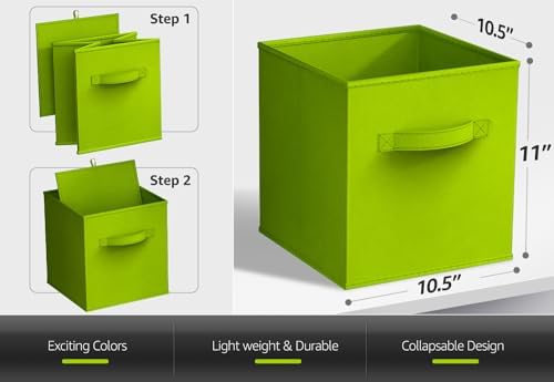Sorbus Fabric Storage Cubes, 6-Pack Foldable Bins (11 Inch, Green) - Image 3