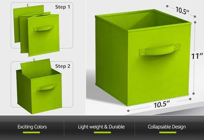 Sorbus Fabric Storage Cubes, 6-Pack Foldable Bins (11 Inch, Green) - Image 3