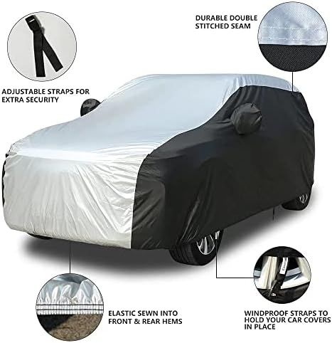 Coverado SUV Car Cover Waterproof All Weather, Outdoor Full Size Car Covers for Automobiles, Rain Sun UV Dust Protection Car Cover, Seam-Sealed Waterproof Car Covers Universal Fit for SUV (206"-215") - Image 4