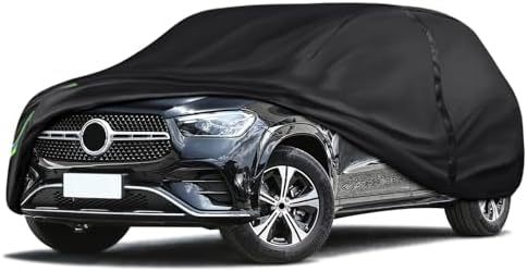 16-Layer 600D Heavy Duty Universal Full Car Cover for Outdoor & Indoor Use - All Weather Sun UV Rain Snow Dust Proof, Waterproof Scratch Resistant, Fits SUVs Body Length 201"-211"/16.7-17.5 ft by QUYDDC