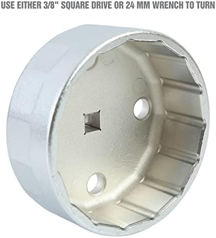 OEMTOOLS 87136 88.8MM 15 Flute Oil Filter Cap Wrench, Filter Puller for Hyundia and Kia Vehicles, 3/8 Inch Ratchet, 27MM socket, or 1/16 Inch Socket - Image 4