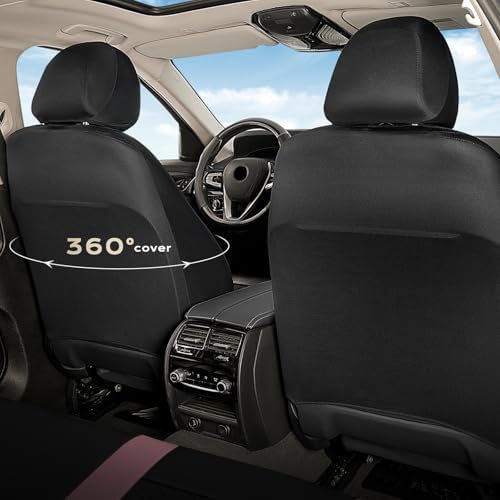 Coverado Car Seat Covers Front Pair, Automotive Leather Seat Covers for Car，Universal Fit Front Back Seat Cover, Non-Slip Waterproof Breathable Car Seat Protector - Image 5