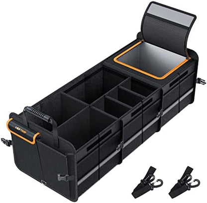 HEYTRIP Large Trunk Organizer With Built-in Leakproof Cooler Bag, 2 Tie-Down Straps, 4 Removable Dividers, Foldable Cover, Built with 2mm PE Board by HEYTRIP