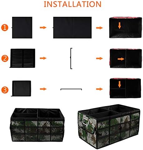Car Trunk Organizer Collapsible Portable Multi Compartments Organizer with Non Slip Straps for SUV Truck Auto Vehicle Car Auto Minivan(Large without cover, Camouflage) - Image 6