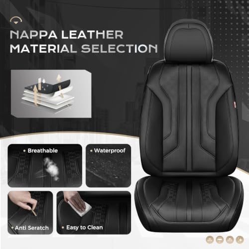 Coverado Car Seat Covers, Front Covers for Cars, Car Seat Cover Front Seats, Automotive Seat Cover, Waterproof, Leather Car Seat Cushion, Universal Interior Covers Seat Protectors for Most Cars - Image 2