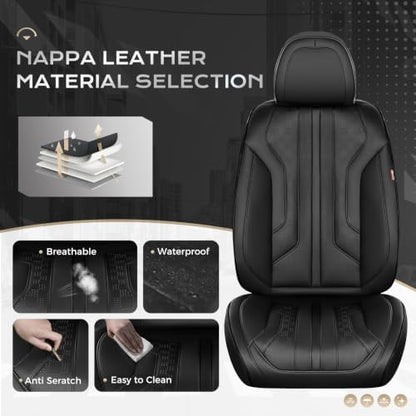 Coverado Car Seat Covers, Front Covers for Cars, Car Seat Cover Front Seats, Automotive Seat Cover, Waterproof, Leather Car Seat Cushion, Universal Interior Covers Seat Protectors for Most Cars - Image 2