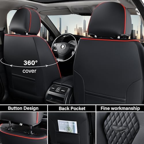 Coverado Seat Covers, Car Seat Covers Front Seats, Black Car Seat Cover, Waterproof Automotive Seat Covers, Seat Cushion, Front Car Seat Covers Leatherette Car Seat Protector Universal Fit Most Cars - Image 3
