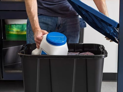 4 Pack 12 Gallon Heavy Duty Plastic Storage Bins with Lids, Stackable Garage Organizer Totes, Durable Utility Containers with Reinforced Handles for Garage, Workshop, Basement - Image 7