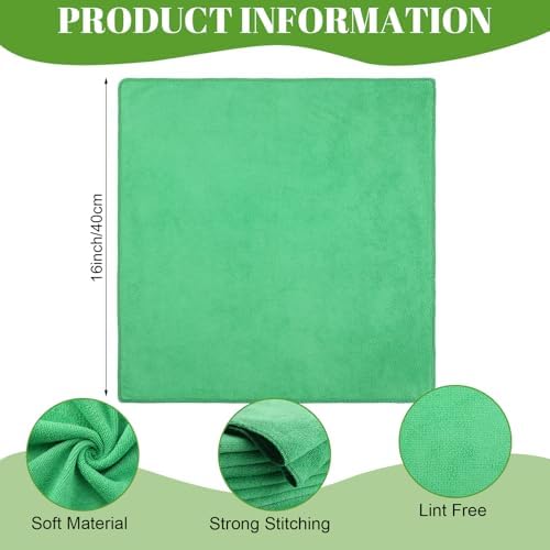 Nuenen Car Microfiber Clean Cloths, Green, 16 x 16 Inch, 60 Pcs - Image 3