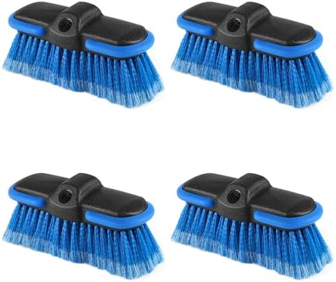 Car Wash Brush Head with Soft Bristle, 8in Car Cleaning Brush with Protective Bumper for Cleaning Auto Cars Trucks RV Boat Deck (4 Pack) by Lunluarai