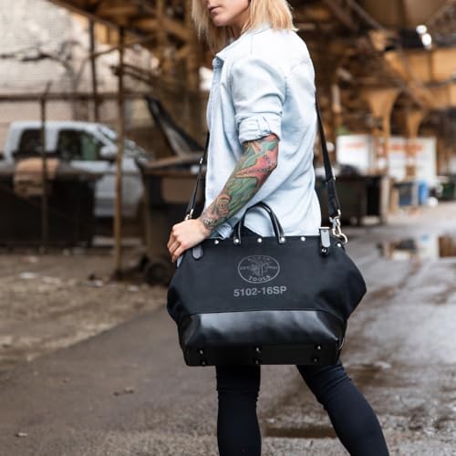 Klein Tools 510218SPBLK Tool Bag, Large 18-Inch Deluxe Canvas Tool Bag and Organizer with 13 Pockets and Shoulder Strap, Black - Image 7