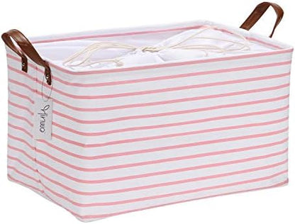 Hinwo 31L Large Canvas Storage Bin with Lid and Handles by Hinwo