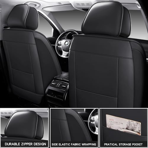MINGBRON Seat Covers, Car Seat Covers Front Seats, Car Seat Cover, Car Seat Protector Waterproof, Car Seat Cushion Nappa Leather, Black Seat Covers Carseat Cover Universal Fit for Most Cars - Image 5