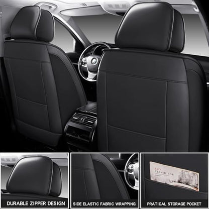 MINGBRON Seat Covers, Car Seat Covers Front Seats, Car Seat Cover, Car Seat Protector Waterproof, Car Seat Cushion Nappa Leather, Black Seat Covers Carseat Cover Universal Fit for Most Cars - Image 5