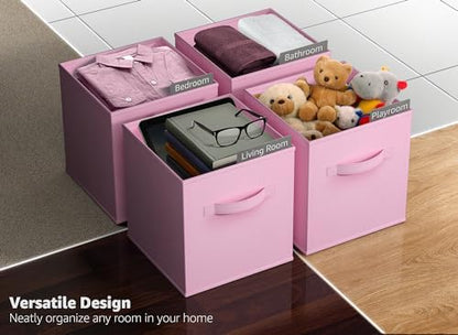 Sorbus Fabric Storage Cubes, 6-Pack Foldable Bins (11 Inch, Pastel Pink) - Image 5