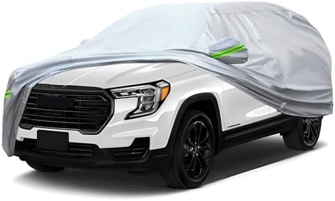 Full Car Cover Universal 6 Layers Outdoor Thicked All Weather Cover, Sunshield, Waterproof, Snow Proof, UV Proof, Scratch Proof, Bird Droppings, 6 Reflective Strips, Fits SUVs up 181"-190" by QUYDDC