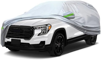 Full Car Cover Universal 6 Layers Outdoor Thicked All Weather Cover, Sunshield, Waterproof, Snow Proof, UV Proof, Scratch Proof, Bird Droppings, 6 Reflective Strips, Fits SUVs up 181"-190" by QUYDDC