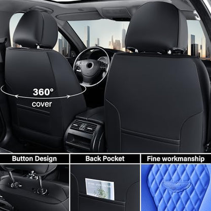 Coverado Automotive Seat Covers Front Seats, Seat Covers 2 Pack, Blue Car Seat Cover, Waterproof Auto Seat Covers, Car Seat Cushion, Front Car Seat Covers Leather Car Seat Protector Fit for Most Cars - Image 3