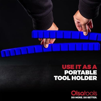 Olsa Tools Silicone Magnetic Tool Organizers - 2pc Set - Strong Magnetic Wrench Organizer for Garages - Non Scratch Rubber Tool Tray - Holds Heavy Tools Securely - Professional Grade - Part: 1900 - Image 5