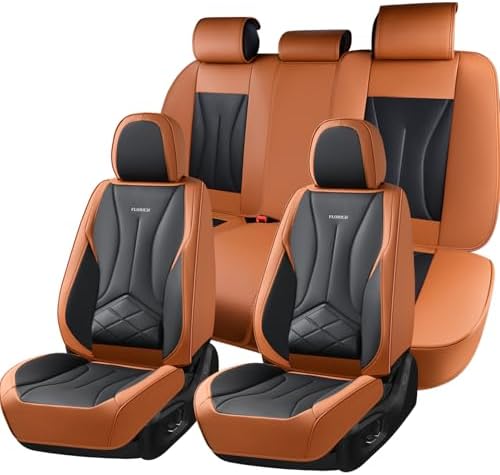 FLORICH Seat Cover, Car Seat Covers Full Set, Waterproof Leather Car Seat Protector 5 Seats, Front and Rear Seat Covers for Cars, Automotive Seat Covers Protector Fit for Most Cars Trucks SUV by FLORICH