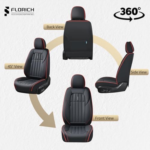 FLORICH Leather Seat Cover, Car Seat Covers Front Set, Waterproof Car Seat Protectors, Front Seat Covers 2 Pack, Automotive Seat Covers Protector Fit for Most Cars Trucks SUV - BlackRedLine - Image 6