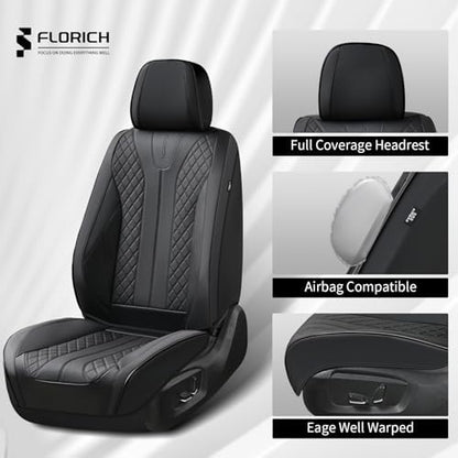 FLORICH Leather Automotive Seat Covers, Waterproof Seat Covers, Black Front Car Seat Cover, Full Coverage Car Seat Covers 2 Pack Car Seat Cushion Protector Universal Fit for Most Cars SUV Trucks - Image 3