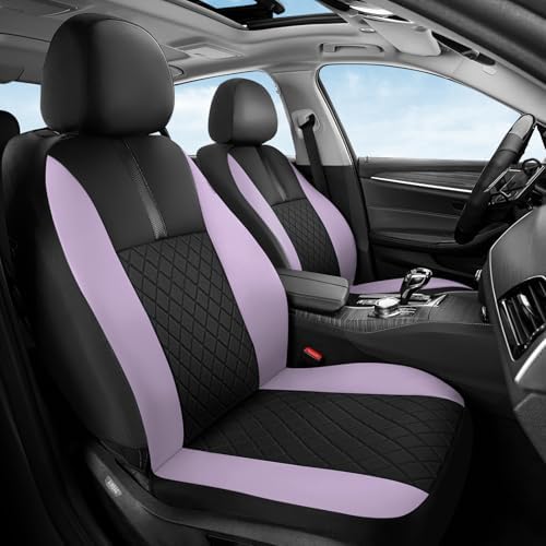 Coverado Car Seat Covers Front Pair, Automotive Leather Seat Covers for Car，Universal Fit Front Back Seat Cover, Non-Slip Waterproof Breathable Car Seat Protector by COVERADOAUTO