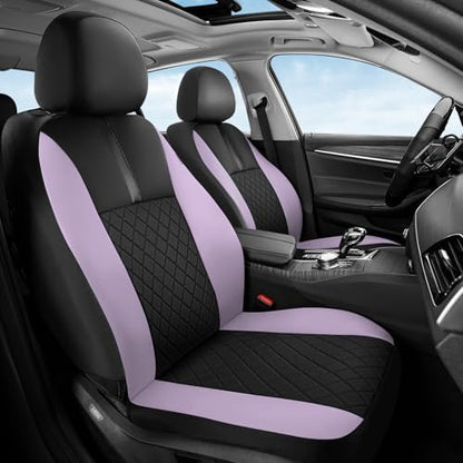 Coverado Car Seat Covers Front Pair, Automotive Leather Seat Covers for Car，Universal Fit Front Back Seat Cover, Non-Slip Waterproof Breathable Car Seat Protector by COVERADOAUTO