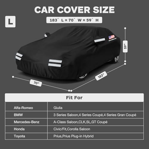 Sedan Car Cover Waterproof All Weather Full Car Covers 183''Lx70''Wx59''H - Image 2