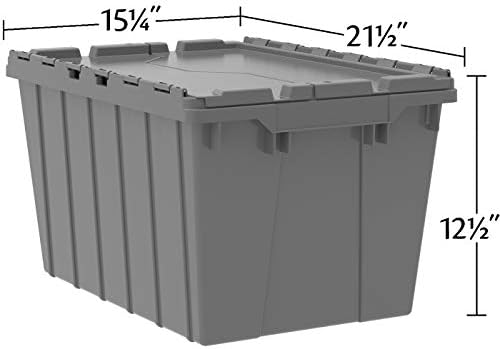 Akro-Mils 39120 Industrial Lidded Plastic Storage Container, Nesting and Stackable Plastic Storage Box with Lid Attached, Organization Tote for Garage and Warehouse, 21.5"x15.25"x12.5", Red (6-Pack) - Image 4