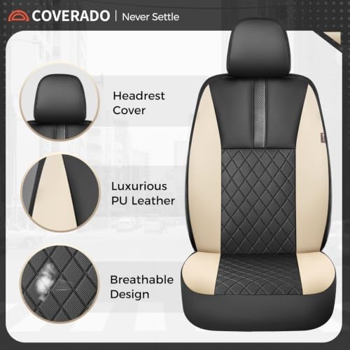 Coverado Car Seat Covers Full Set, Automotive Front and Rear Seat Covers with Backrest, Nappa Leather Car Seat Protectors Waterproof, Universal for Most Vehicles - Image 4